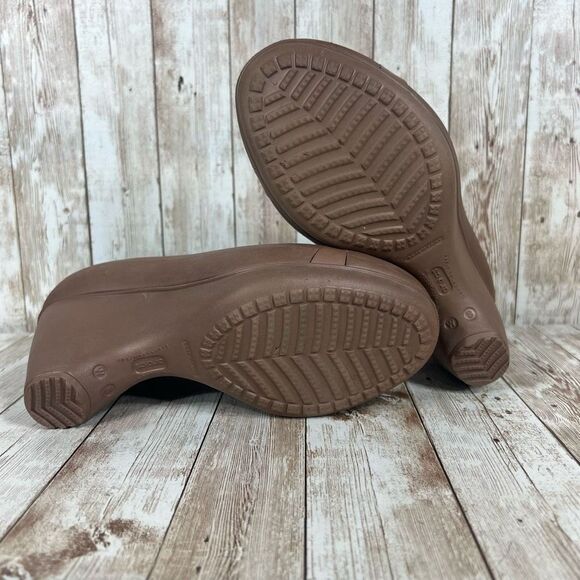 Crocs Lena  plump heel wedge copper Womens 8 - Picture 6 of 6